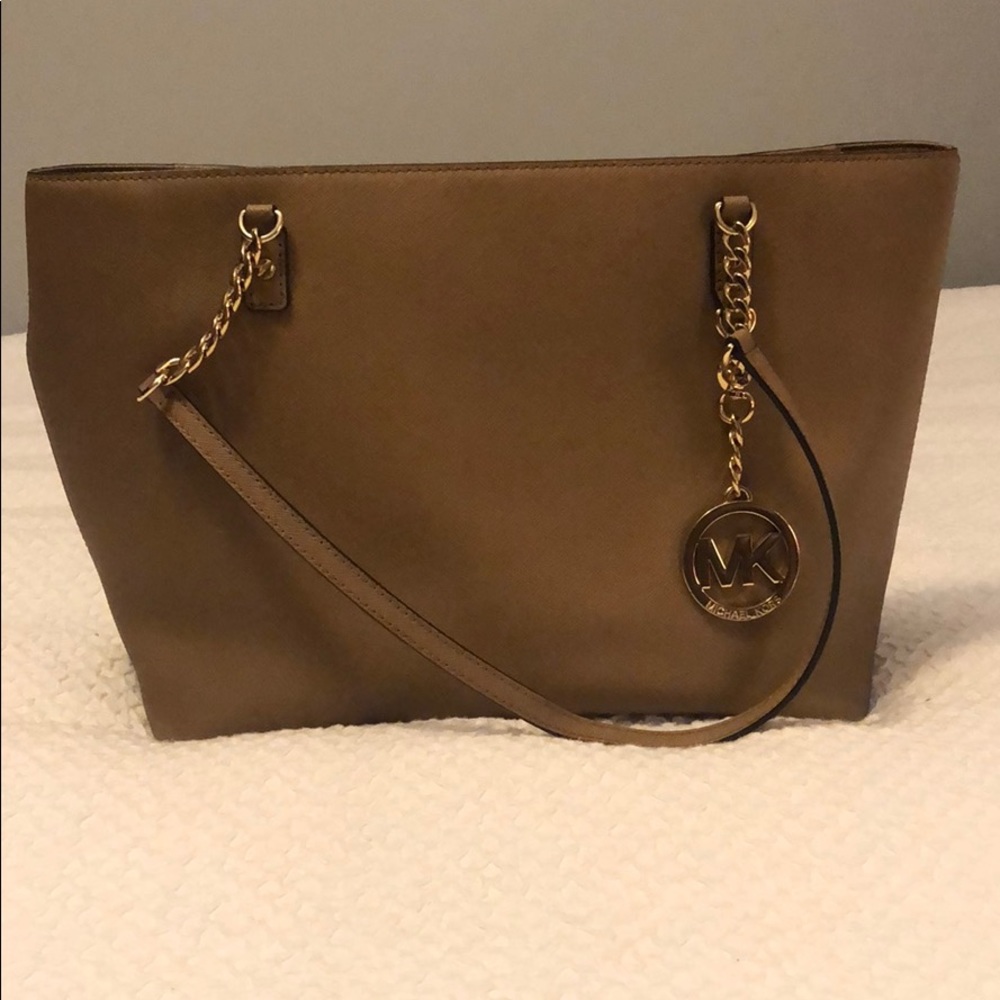 Michael Kors camel shoulder strap tote